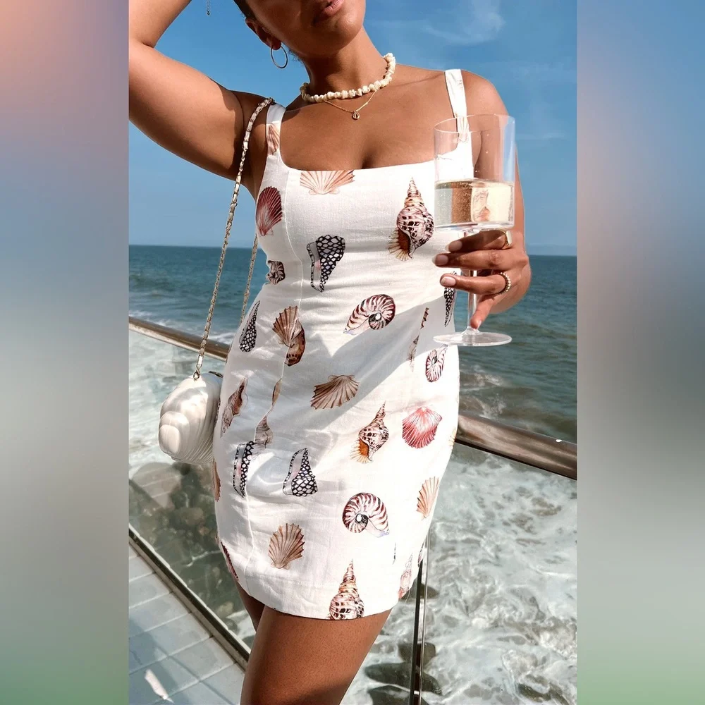 SHOW ME YOUR MUMU Steph Mini Dress In Shell Linen - Picture 6 of 8